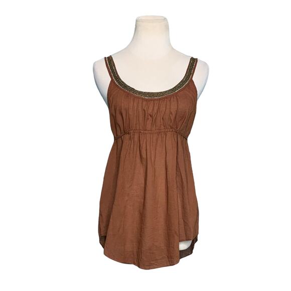 Free People semi sheer brown tank top size small - Picture 1 of 10